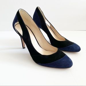 Nine West Suede Colorblock Black & Blue Pumps 7.5